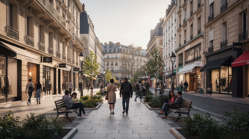 Aménagement des espaces publics : concilier visibilité des enseignes et confort piéton