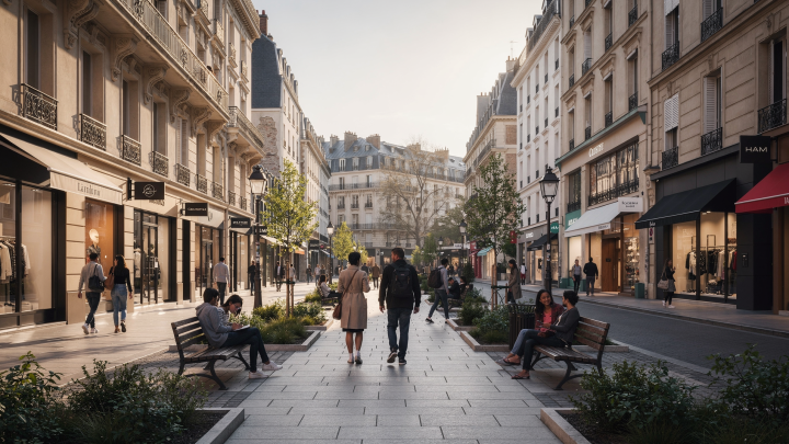Aménagement des espaces publics : concilier visibilité des enseignes et confort piéton